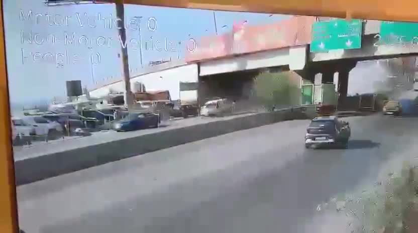 A surveillance camera documents the moment an Israeli drone launched a raid on a car in Khaldeh.