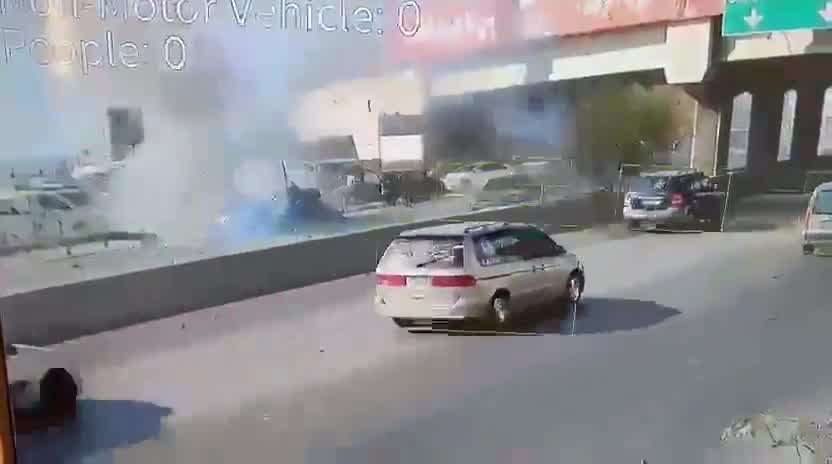 A surveillance camera documents the moment an Israeli drone launched a raid on a car in Khaldeh.