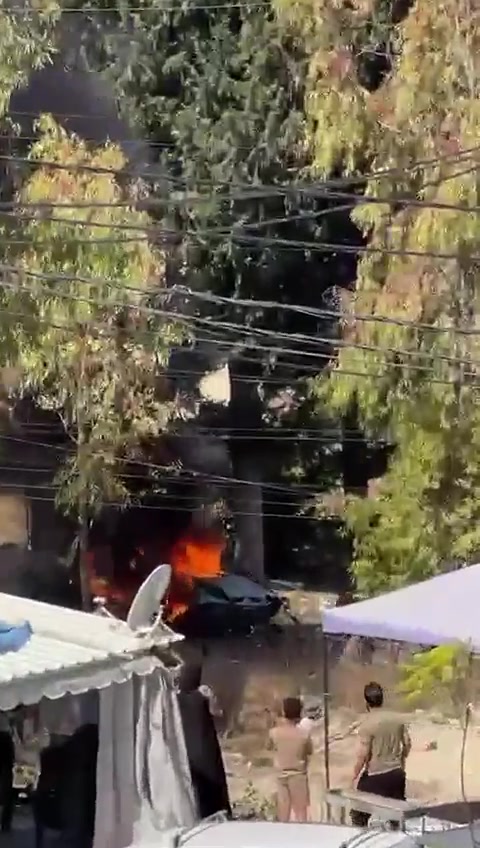 Scenes from the Israeli raid that targeted a car in the town of Toul-Kafour.