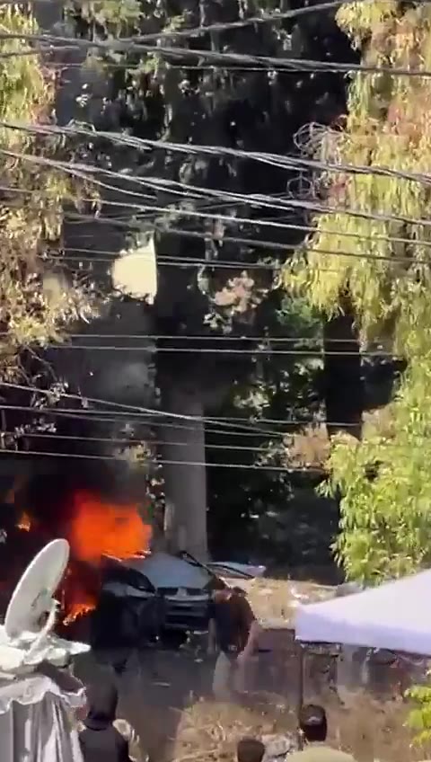 Scenes from the Israeli raid that targeted a car in the town of Toul-Kafour.