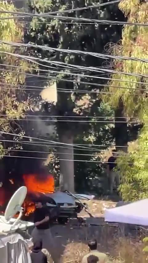 Scenes from the Israeli raid that targeted a car in the town of Toul-Kafour.