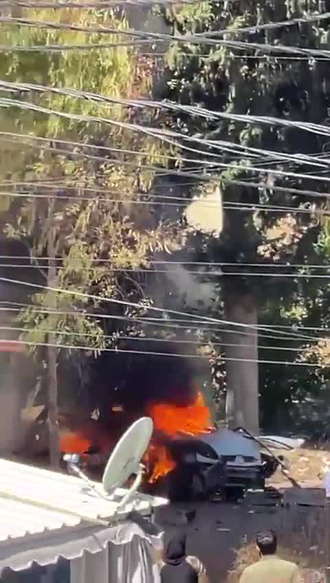 Scenes from the Israeli raid that targeted a car in the town of Toul-Kafour.
