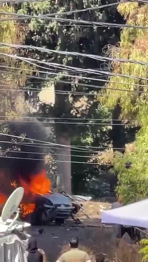Scenes from the Israeli raid that targeted a car in the town of Toul-Kafour.