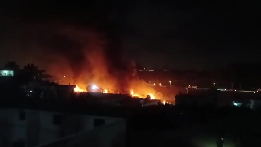 A complex containing bulldozers was targeted in the Ain neighborhood in the town of Ansariya.