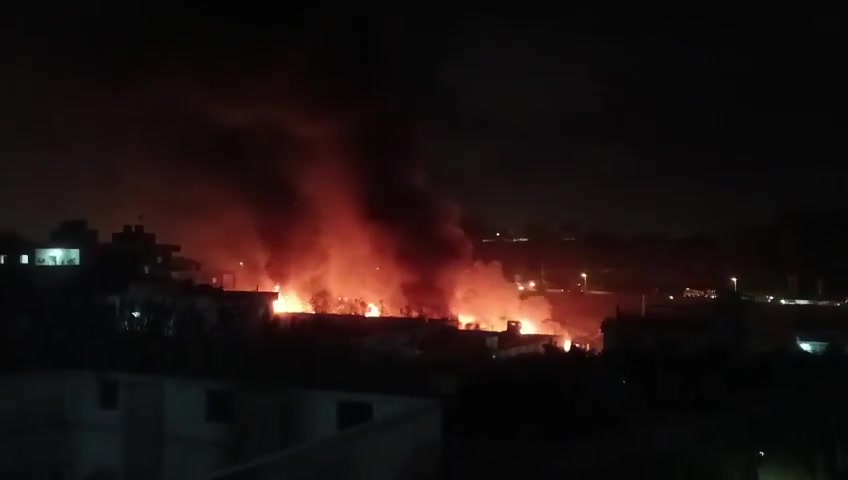 A complex containing bulldozers was targeted in the Ain neighborhood in the town of Ansariya.