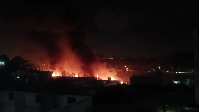 A complex containing bulldozers was targeted in the Ain neighborhood in the town of Ansariya.