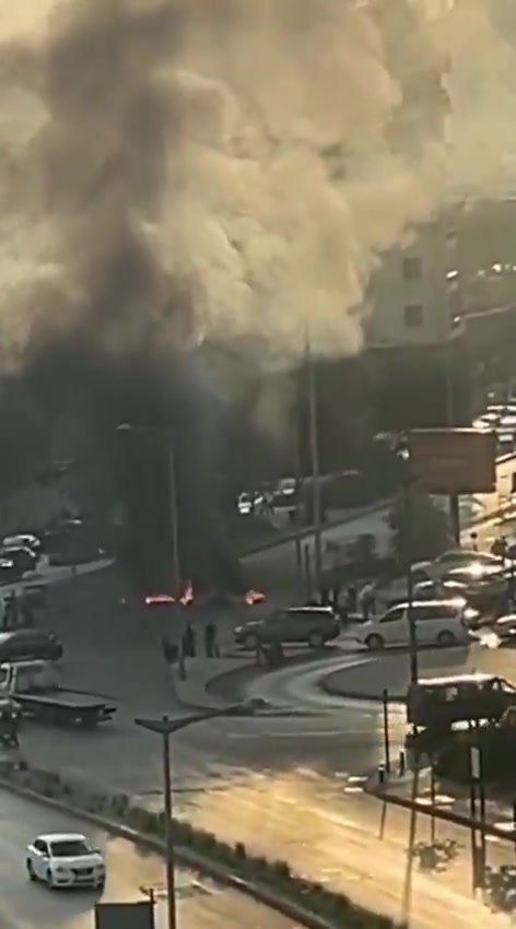 Retired military personnel staged a protest in downtown Beirut, blocking roads with burning tires in Saifi.