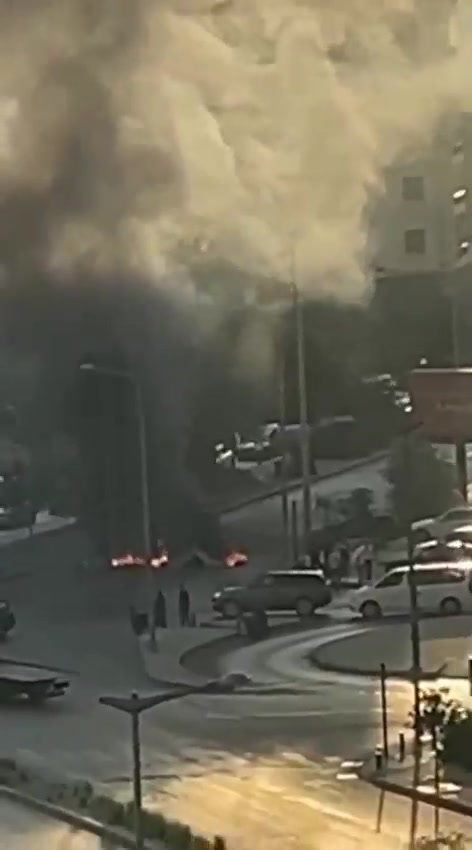 Retired military personnel staged a protest in downtown Beirut, blocking roads with burning tires in Saifi.