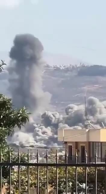 Plumes of smoke rise after a series of airstrikes target southern Lebanon