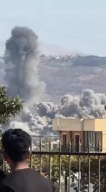 Plumes of smoke rise after a series of airstrikes target southern Lebanon