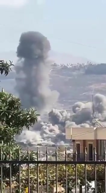 Plumes of smoke rise after a series of airstrikes target southern Lebanon