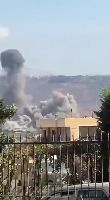 Plumes of smoke rise after a series of airstrikes target southern Lebanon