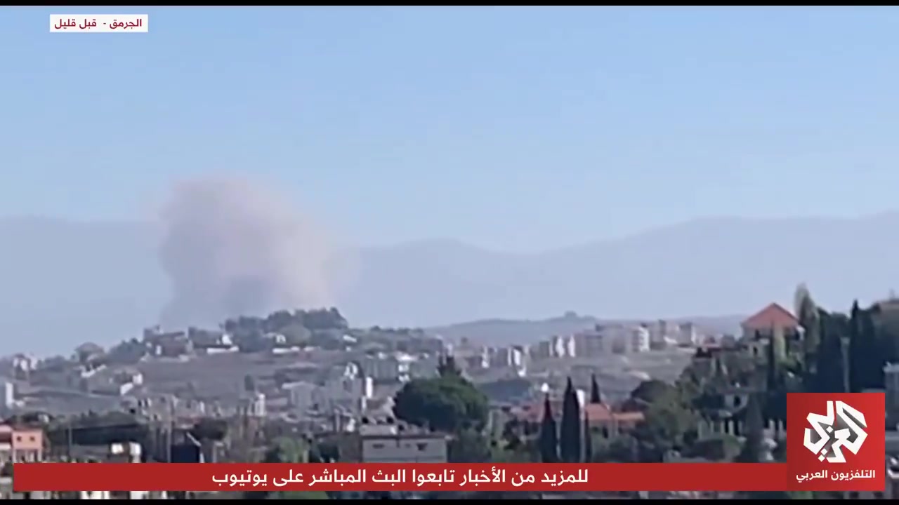 Footage of violent Israeli airstrikes on the outskirts of Jarmaq and Mahmoudiya in southern Lebanon