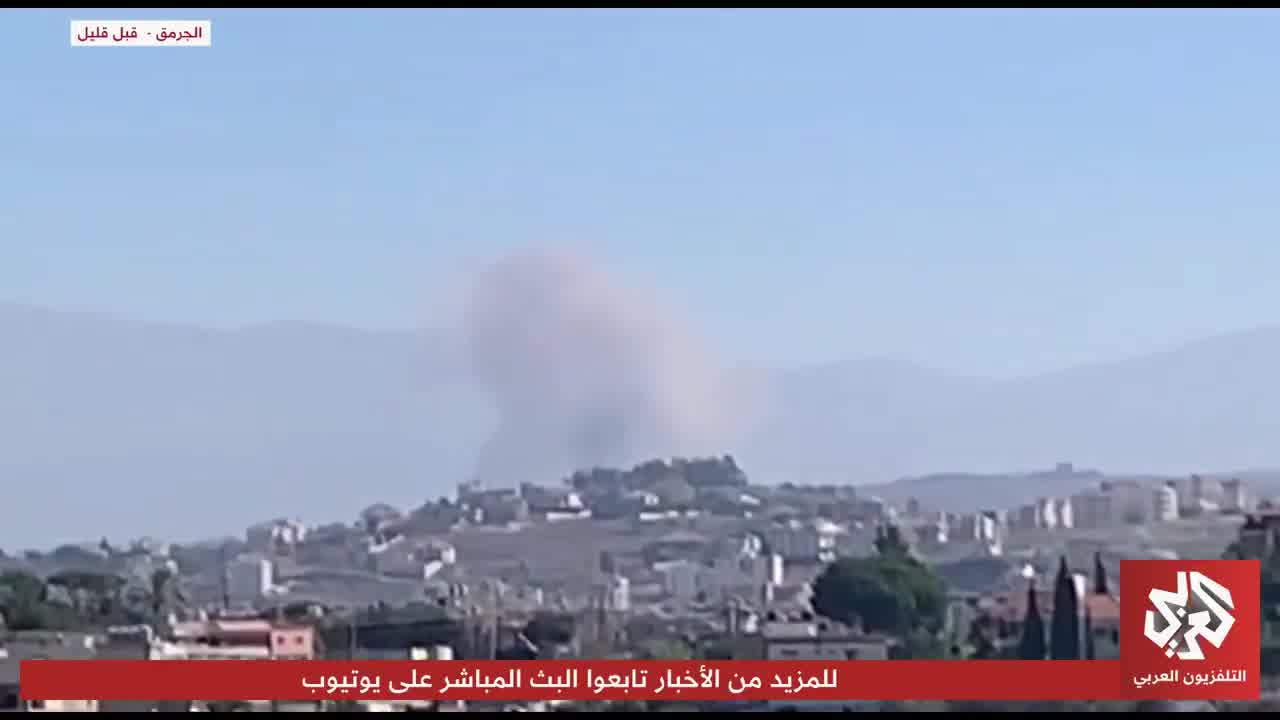 Footage of violent Israeli airstrikes on the outskirts of Jarmaq and Mahmoudiya in southern Lebanon