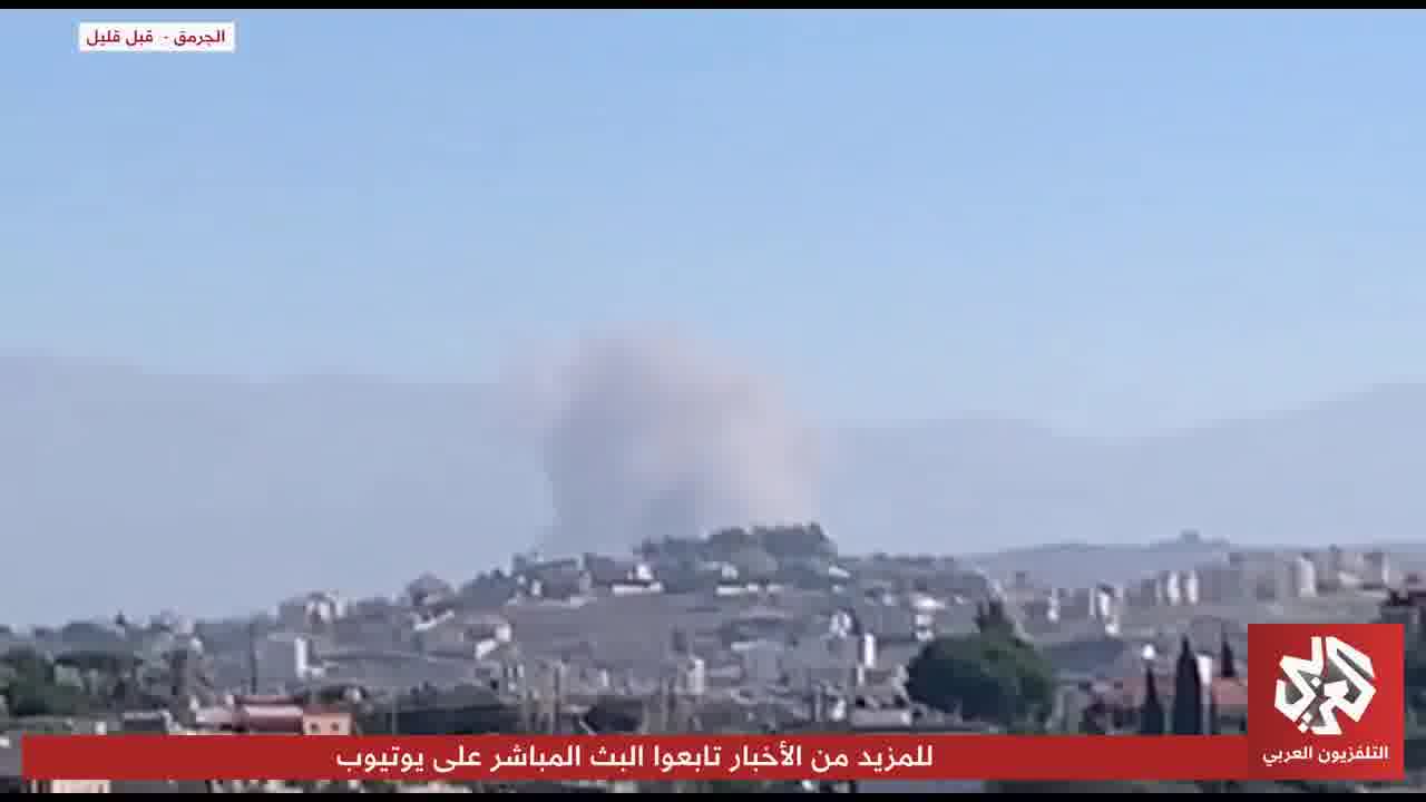 Footage of violent Israeli airstrikes on the outskirts of Jarmaq and Mahmoudiya in southern Lebanon