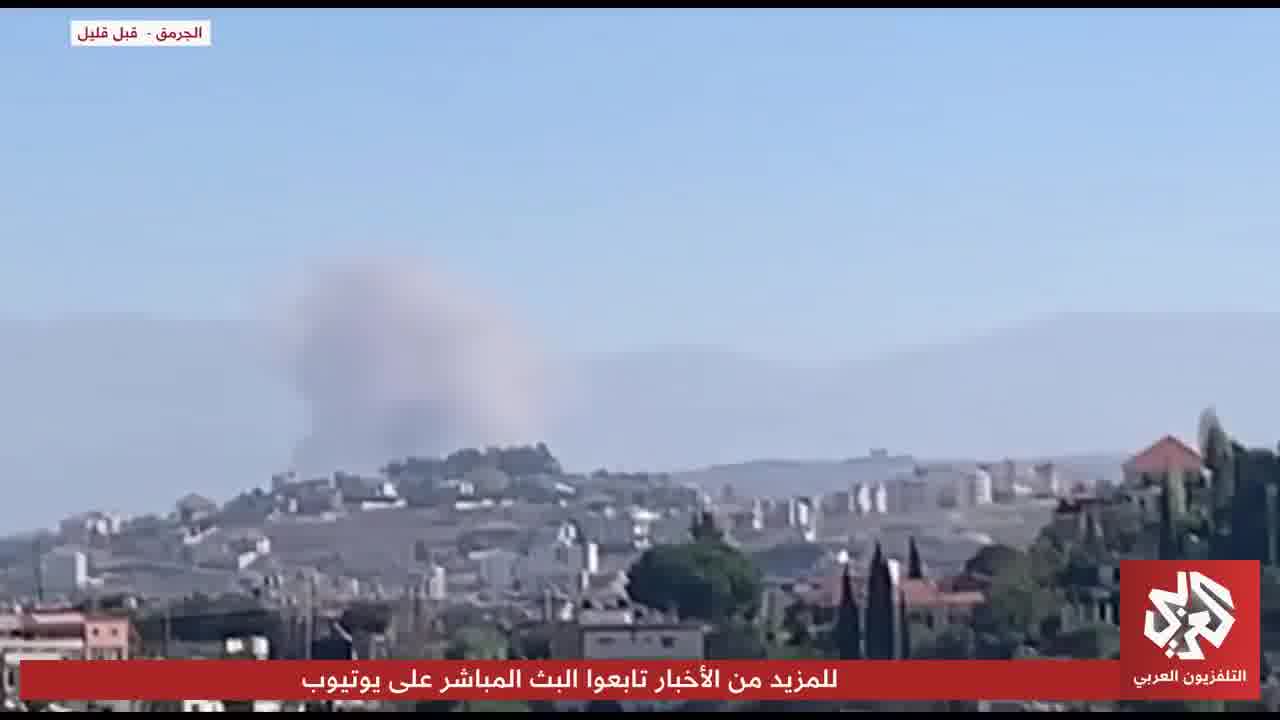 Footage of violent Israeli airstrikes on the outskirts of Jarmaq and Mahmoudiya in southern Lebanon