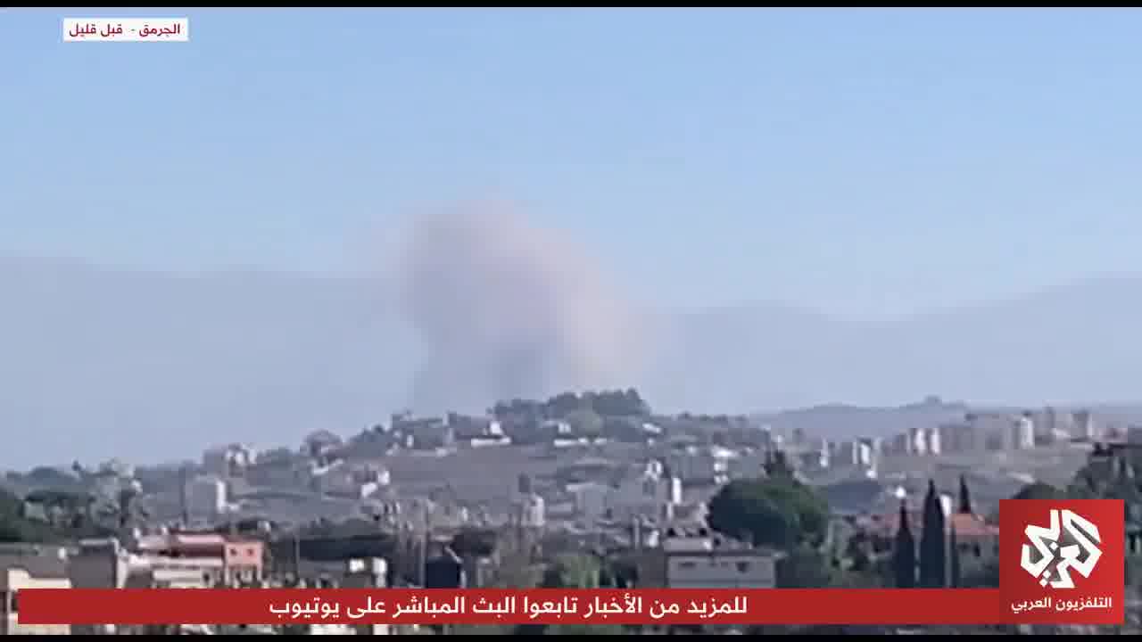 Footage of violent Israeli airstrikes on the outskirts of Jarmaq and Mahmoudiya in southern Lebanon