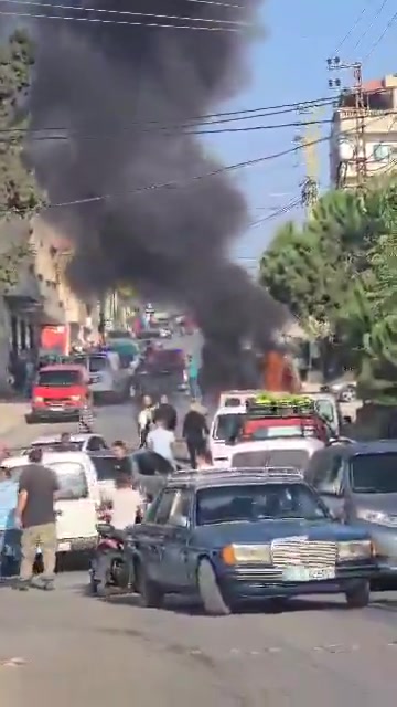 Footage shows the aftermath of an Israeli airstrike that targeted a car in the southern Lebanese town of Bint Jbeil, injuring seven people, according to the Lebanese Ministry of Health.