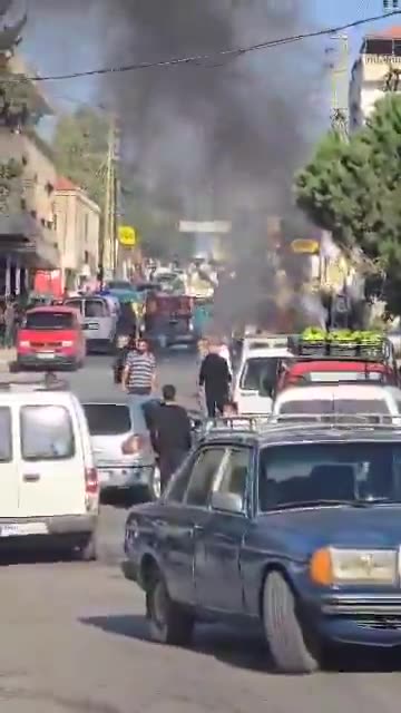 Footage shows the aftermath of an Israeli airstrike that targeted a car in the southern Lebanese town of Bint Jbeil, injuring seven people, according to the Lebanese Ministry of Health.