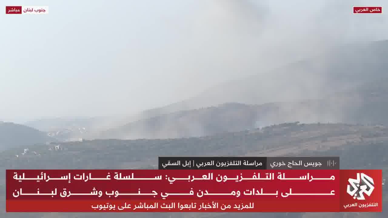 Israeli airstrikes targeting the outskirts of Al-Mahmoudiya in southern Lebanon.