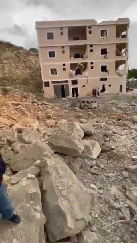 Scenes of widespread destruction in the town of Kafrhatta in southern Lebanon as a result of yesterday's airstrikes