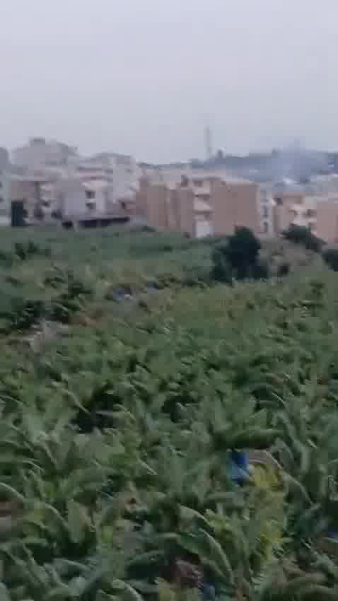 A drone strike targeting the village of Qanarit in southern Lebanon, moments ago.