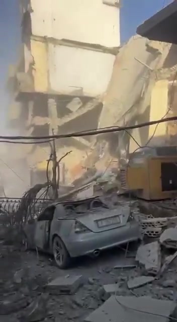 Video shows extensive damage caused by airstrikes on the village of Bazouriyeh in southern Lebanon.