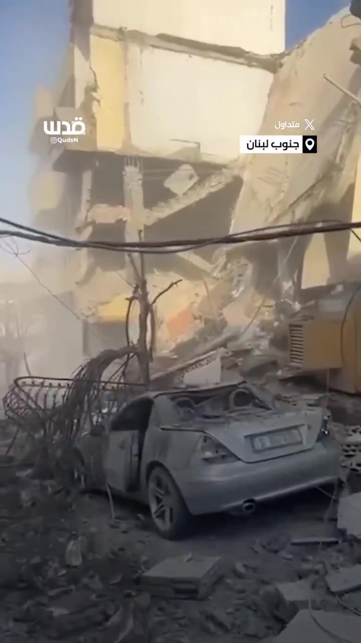 Extensive destruction caused by airstrikes on the village of Bazouriyeh, southern Lebanon