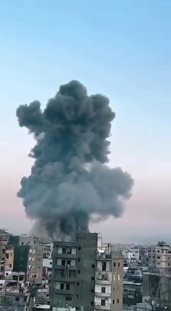 The moment warplanes launched an airstrike on the southern suburbs of Beirut