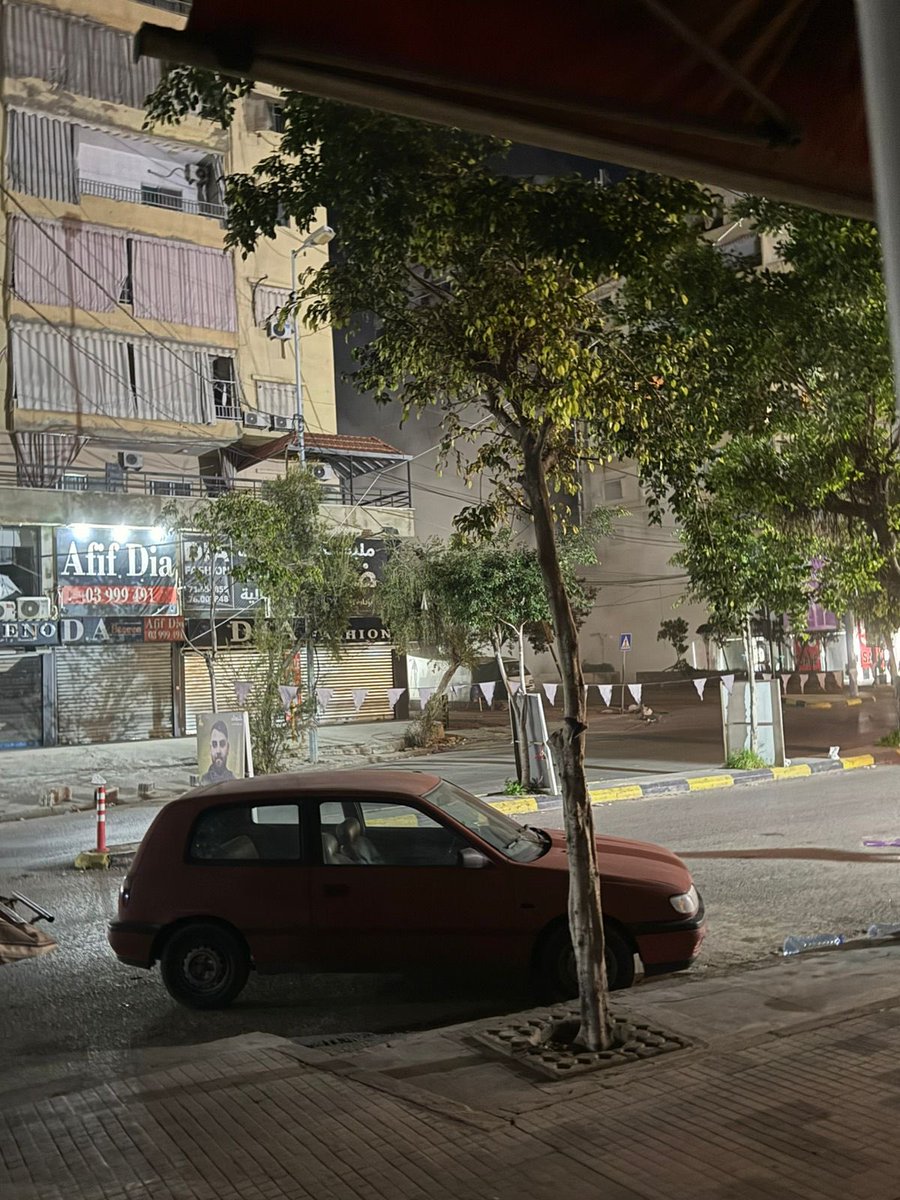 The targeted building, Farouj Al-Abdullah, located after Sultan Sweets towards Al-Mushrifiyah, was struck in a very violent raid on the Southern suburb.