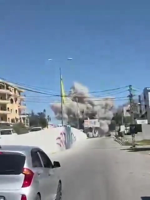 Video shows plumes of smoke rising from an airstrike on Kafrman in the Nabatieh region of southern Lebanon.