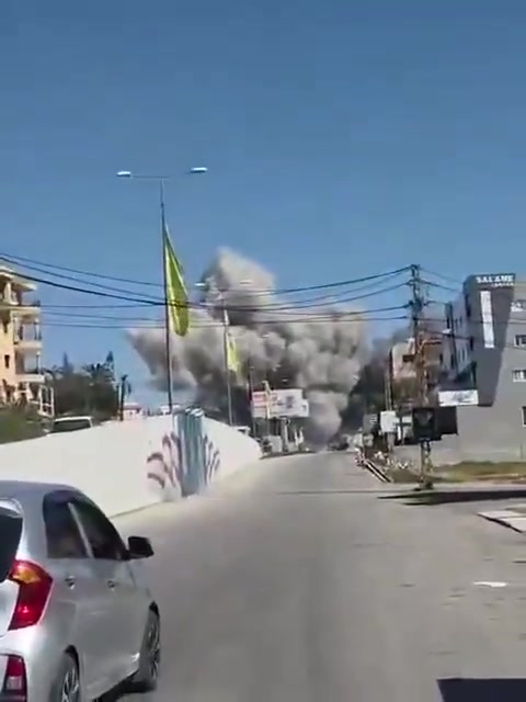 Video shows plumes of smoke rising from an airstrike on Kafrman in the Nabatieh region of southern Lebanon.