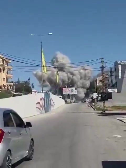 Video shows plumes of smoke rising from an airstrike on Kafrman in the Nabatieh region of southern Lebanon.