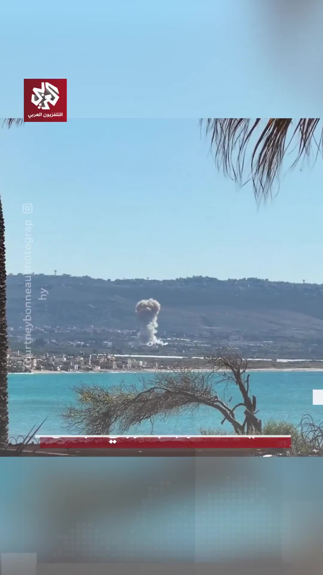 The first moments after an Israeli airstrike targeted the city of Tyre in southern Lebanon, with plumes of smoke rising.