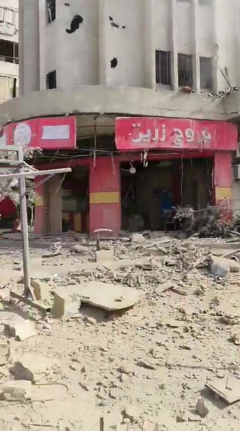 Video shows a violent Israeli airstrike targeting a building near Zreik Restaurant in Kafrhat, in Beirut's southern suburbs, Lebanon.