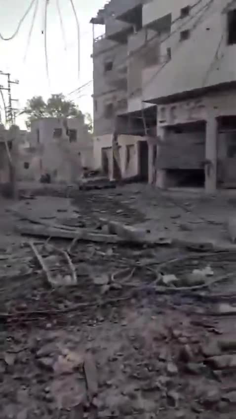 Part of the damage caused by the airstrikes that targeted the Tirdaba Square last night