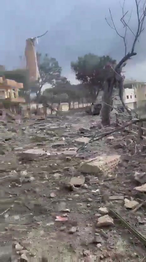 Scenes from the town of Kafr Sir after the three airstrikes that targeted the Islamic Health Authority center in the town and resulted in the death of 3 dead