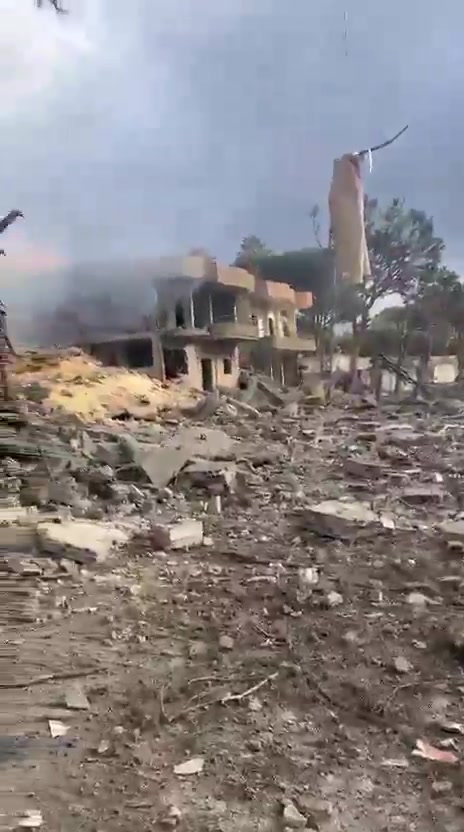Scenes from the town of Kafr Sir after the three airstrikes that targeted the Islamic Health Authority center in the town and resulted in the death of 3 dead
