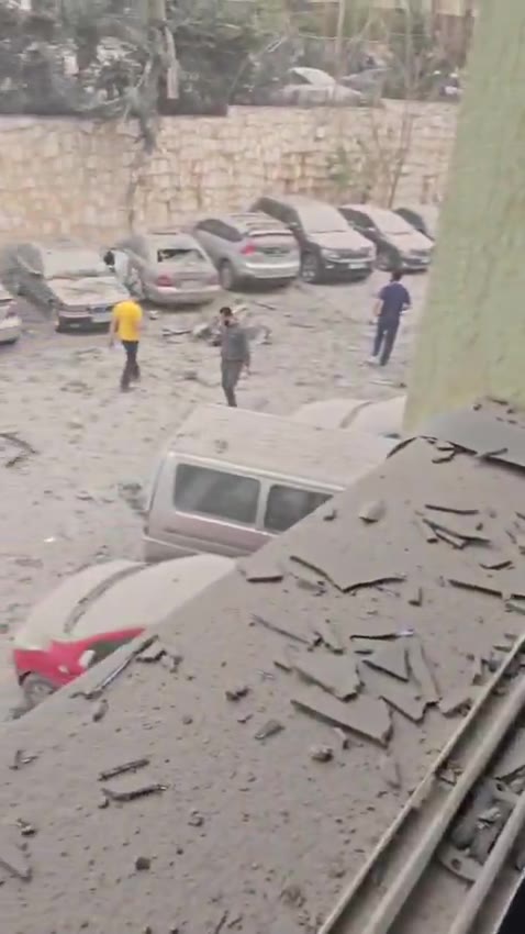 Following the raid on the town of Toul, a video shows the parking lot at Sheikh Ragheb Harb Hospital.