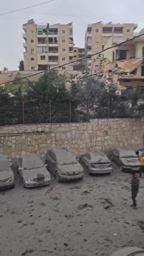 Following the raid on the town of Toul, a video shows the parking lot at Sheikh Ragheb Harb Hospital.