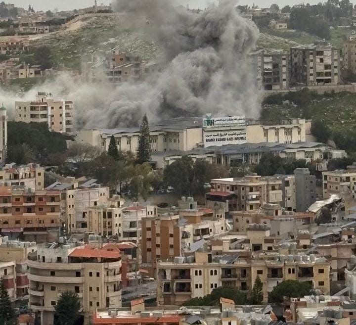 Israeli airstrike targeted the vicinity of Sheikh Ragheb Harb Hospital in Toul