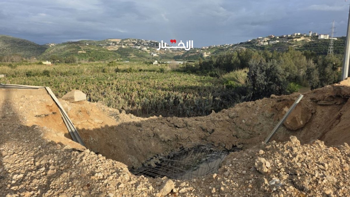 The aftermath of the Israeli airstrike that targeted the Burj Rahal highway