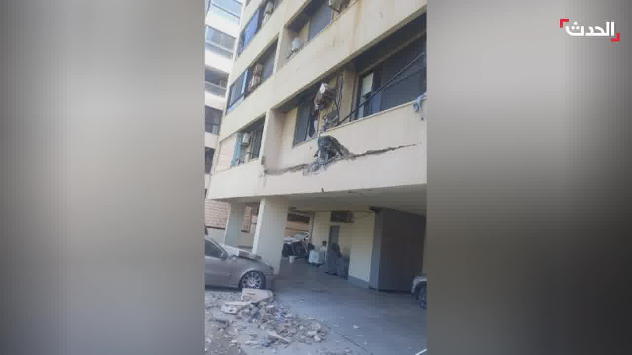 Apartment building targeted in an Israeli airstrike in the Al-Janah area at the southern entrance to Beirut