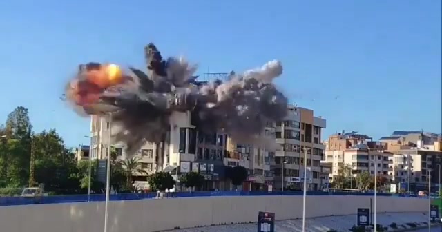 A building was targeted in an Israeli airstrike on the Ghobeiri area in the southern suburbs of the capital.