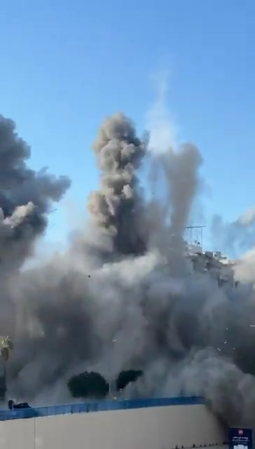 Israeli airstrike on the threatened building in Beirut’s southern suburb - Bir Hassan