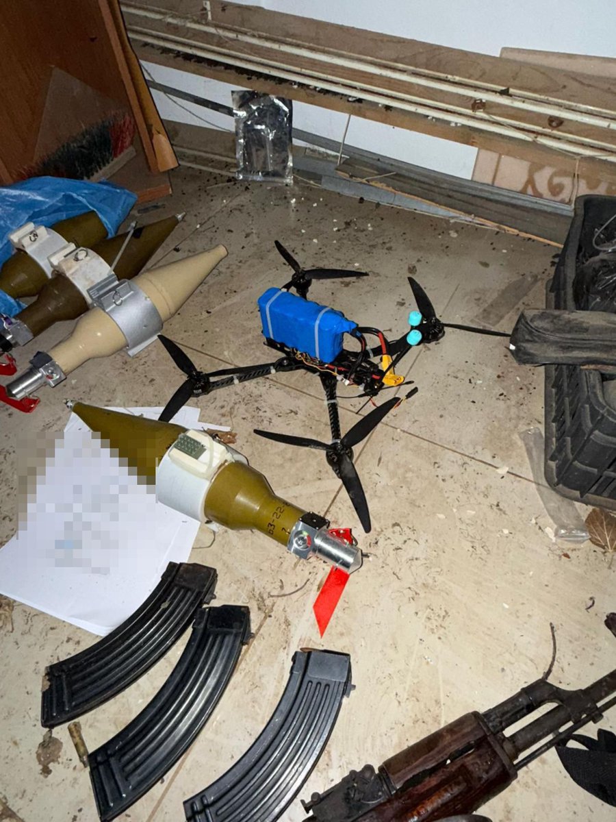 Israeli troops captured a cache of Hezbollah FPV drones during operations in southern Lebanon. The military says troops of the Nahal Brigade's 50th Battalion raided a Hezbollah site where they located numerous weapons, including explosive-laden drones, a sniper rifle, RPGs, and other equipment.