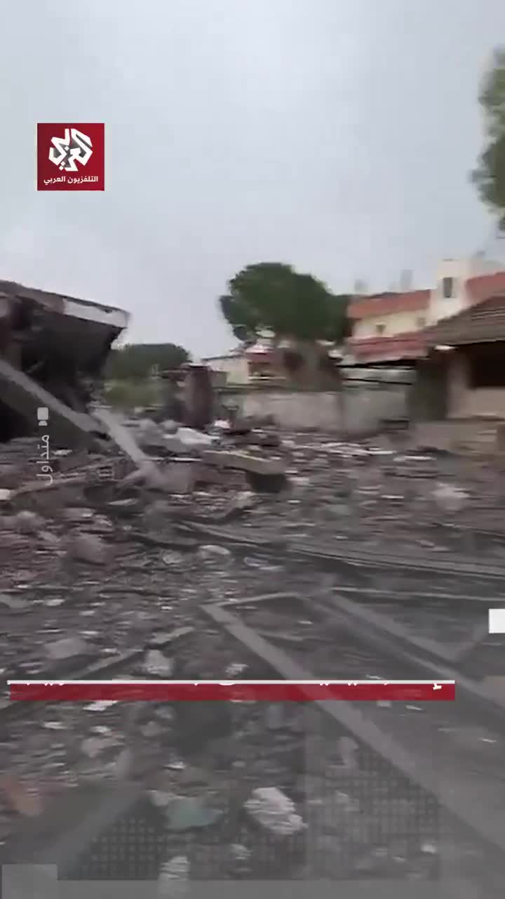 Widespread destruction caused by an Israeli airstrike targeting the town of Doueir in the Nabatieh district of southern Lebanon