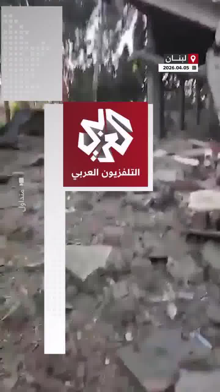 Widespread destruction caused by an Israeli airstrike targeting the town of Doueir in the Nabatieh district of southern Lebanon