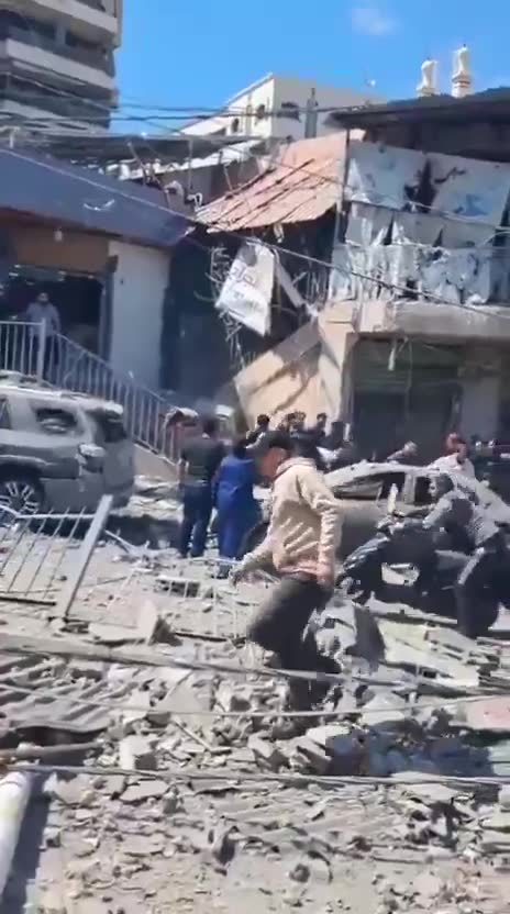 The aftermath of the airstrikes on Al Rehab