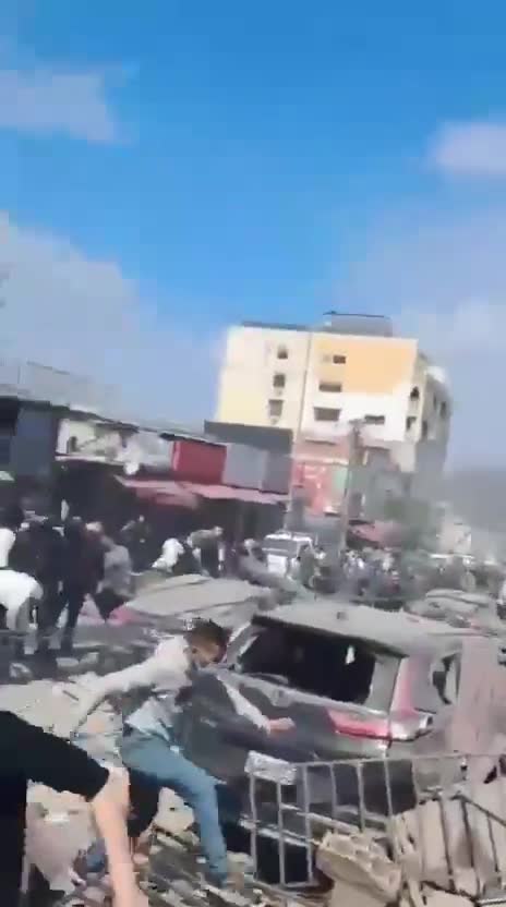 The aftermath of the airstrikes on Al Rehab